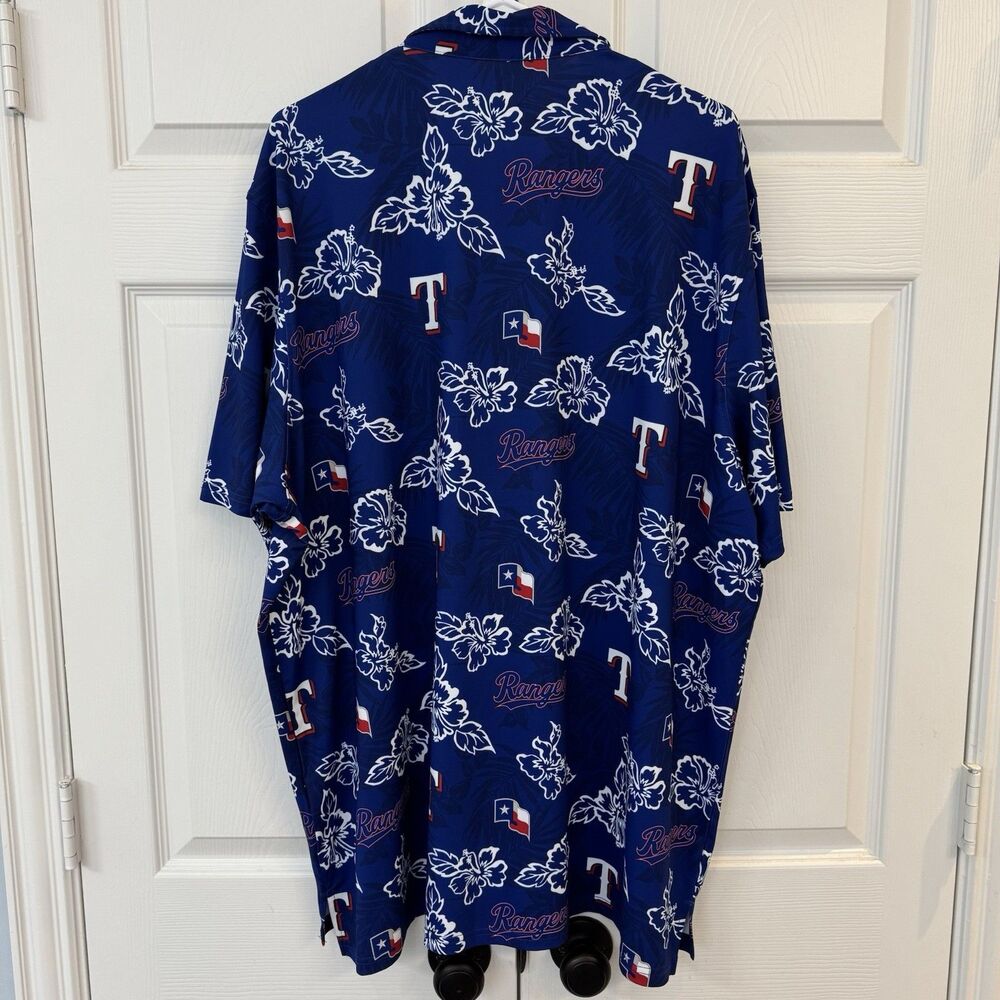 Reyn Spooner Texas Rangers Polo Shirt Mens 3XL Blue MLB Hawaiian Aloha - Picture 6 of 6